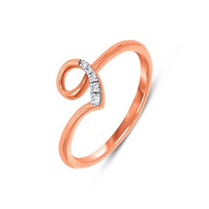 Bague en or rose élégante avec motif floral en diamant et feuilles serties de diamants, style calligraphie - Product Image 1