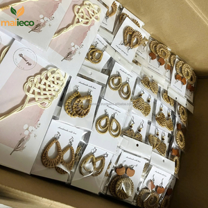 Artisan tejido bambú Vintage ratán encanto pendientes ligero Boho araña forma ecológica moda multifuncional - Product Image 5