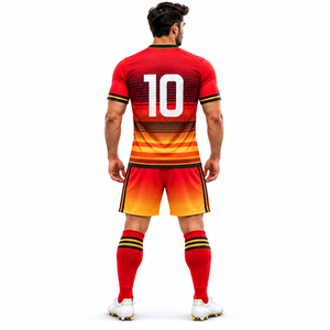Conjunto de Uniforme de Fútbol Profesional para Hombre, Degradado Rojo Naranja, Ropa Deportiva para Equipo de Fútbol - Product Image 3
