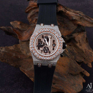 Reloj Cronógrafo Analógico de Cuarzo con Moissanita Helada, Correa de Acero Inoxidable, Cierre de Mariposa, Incrustaciones de Diamantes Negros ETA, Lujo Casual - Product Image 4