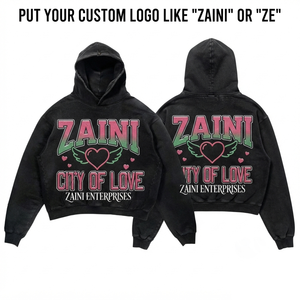 Sudadera con Capucha para Hombre, 350gsm, Felpa de Algodón Grueso, Lavado Ácido, Negra, Oversize, con Bordado Personalizado, Impresión, Ecológica y Transpirable - Product Image 1