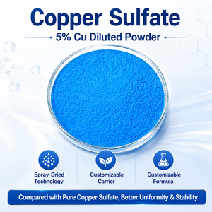 Sulfato de Cobre Secado por Aspersión de Grado Alimenticio, 5% Cu en Polvo, CAS 7758-98-7, CuSO4, Materia Prima Mineral Traicial para Fabricación por Contrato OEM - Product Image 1