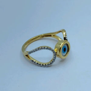 Bague élégante en or avec œil protecteur et accent diamant, bague de créateur stylée pour femme, bijou moderne pour le quotidien - Product Image 2
