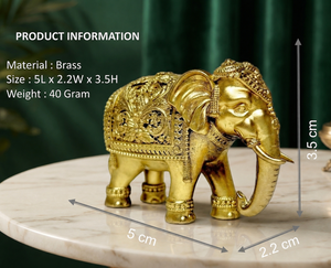 Idole en laiton pur en forme de trompe d'éléphant, 100% laiton, 5x2.2x3.5cm, 40g, Murti d'éléphant traditionnel, Décoration d'intérieur Puja, Art fait main, Design moderne - Product Image 2