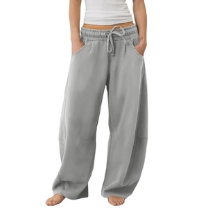 Fashion Women's Hip Hop Winter Baggy Leg Sweatpants <b>Drawstring</b> <b>Trousers</b> Elastic Waist Wide Leg 100% Cotton Streetwear Pockets - Product Image 5