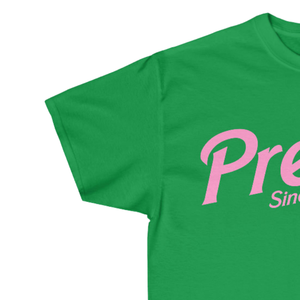 AKA Pretty Since 1908 Tee Light Pink Premium Cotton Crew Neck Short Sleeve Greek Sorority Apparel Shirt. เสื้อเชิ้ตแขนสั้นคอวีผ้าฝ้ายพรีเมี่ยมสีชมพูอ่อนของ AKA Pretty Since 1908 - Product Image 5