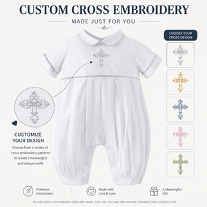 Trajes de Bautizo Personalizados para Niños, Traje Blanco de Manga Corta con Cuello Camisero para Pascua, Ropa de Iglesia para Bebés Recién Nacidos - Product Image 3