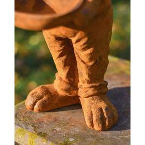 Sculpture de lapin grandeur nature en fonte, faite à la main, avec baignoire pour l'alimentation et le bain des oiseaux, articles de décoration de Pâques - Product Image 5