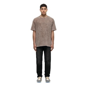 T-shirt décontracté unisexe 100 % coton pour homme, coupe oversize, délavé à l'acide, manches courtes, col rond, anti-plis, épaules tombantes, respirant, long - Product Image 3