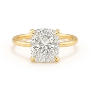 แหวนหมั้นเพชรเม็ดเดี่ยวทรงคุชชั่นยาว 2 กะรัต ทองคำแท้ 14K สำหรับผู้หญิง - Product Image 1