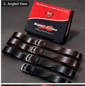 Ceinture en cuir de vache véritable 40 mm avec boucle ardillon carrée solide, pour tenue décontractée ou professionnelle, sangle ajustable, logo personnalisé - Product Image 2