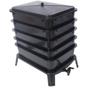 Compostiera per vermi da 50L a 5 strati con kit di facile montaggio, attrezzatura per fertilizzante organico per il riciclo dei rifiuti alimentari - Product Image 5