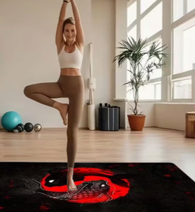 Tapete de Yoga Negro con Diseño de Dragón Rojo, Superficie Antideslizante para Práctica en Casa - Product Image 5