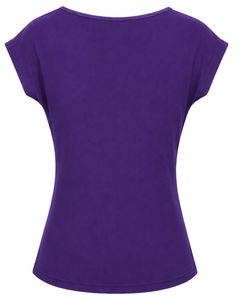 Manufacturer Customized Purple Women Casual Flower Neck T Shirt Soft Breathable Summer <b>Top</b> Short Sleeve Fashion Blouse Outfit - Product Image 2