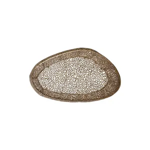 Wholesale Gold Hollow Metal <b>Coffee</b> <b>Table</b> Organic <b>Oval</b> Perforated Design Modern Living Room Center <b>Table</b> - Product Image 3