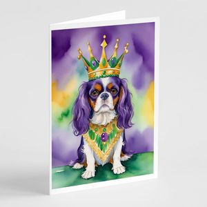 Cavalier Spaniel King of Mardi Gras การ์ดอวยพร8ใบขนาด A7แปลกๆ5x7พร้อมซอง - Product Image 1