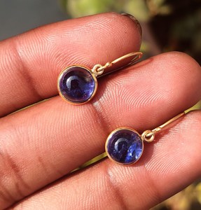 925 <b>Sterling</b> <b>Silver</b> Blue Sapphire Round 7x7mm Gemstone Earrings Handmade Fine Dangle Classic Jewelry Everyday New Gift For Her - Product Image 4