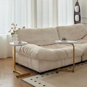 Small C-Shaped White <b>Side</b> <b>Table</b> <b>for</b> <b>Sofa</b> Nightstand <b>for</b> Bedroom or Cough Bed Nightstands Product Category - Product Image 4