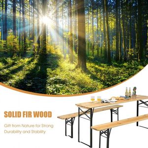 Set Tavolo e Panchine Pieghevoli in Legno - 3 Pezzi, Arredamento da Giardino per Esterni - Product Image 3