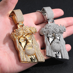 Colgante de Lujo con Cabeza de Jesús de Moissanita, Diseño de Corona Iced Out, Acabado en Oro y Plata, Collar de Hip Hop, Joyería de Declaración, Regalo - Product Image 6