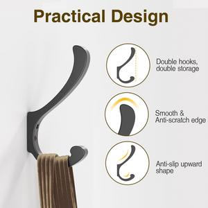 Ganchos de Metal Negro Hechos a Mano con Recubrimiento en Polvo, Perchas de Pared para Ropa, para Uso en Hogares, Hoteles, Baños y Entradas - Product Image 2