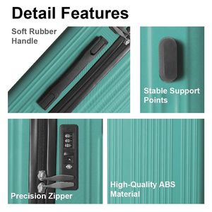 Set di Valigie Rigide in ABS Leggero a 3 Pezzi Verde Fresco con Ruote Girevoli, Lucchetto TSA e Manico Telescopico Regolabile - Misure 20'' 24'' - Product Image 3