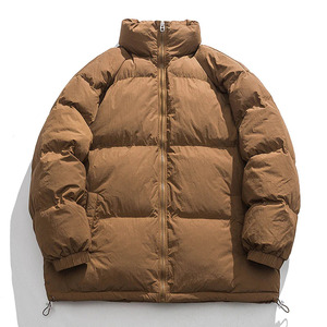 Men's <b>Green</b> Puffer Jacket Windproof Casual Winter Coat Stand Collar Zipper Closure Thick Padding Solid Color Regular Fit - Product Image 5