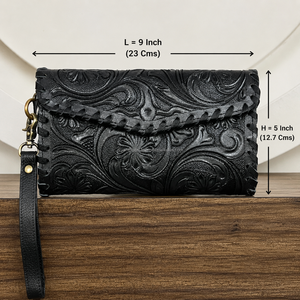 Women's RFID Blocking Gift New Floral Design <b>Wristlet</b> Wallet Tooled Leather Clutch Purses Fashion Women Card Money Phone Wallet - Product Image 2