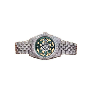 Luxury Custom Icedout Stainless Steel Analog Quartz <b>Watch</b> Moissanite Encrusted <b>Case</b> Band 39mm Dial Sapphire Crystal Eco-Friendly - Product Image 1