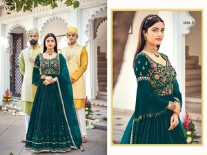 Hấp dẫn nhất bán khâu tùy chỉnh thiết kế đẹp georgette Gown với đẹp Side latkan Ganesh <span class=keywords><strong>chaturthi</strong></span> kurti - Product Image 4