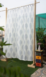 Rideau en coton imprimé à la main de Jaipur, panneau de fenêtre ethnique, décoration intérieure indienne faite à la main, rideaux en tissu durable - Product Image 5