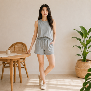 Ensembles de vêtements de détente d'été pour femmes, ensembles de pyjamas en coton tricoté pour femmes, vêtements de nuit doux et respirants pour femmes - Product Image 1