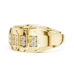 แหวนเพชรทรงเหลี่ยม REGAL BAR DIAMOND BAND เพชรเพาะเลี้ยงในห้องปฏิบัติการ ทองคำ 18K เคลือบโรเดียม แหวนหรูสำหรับผู้ชาย เหมาะสำหรับงานแต่งงาน/งานหมั้น/ของขวัญ/ใส่ทำงานประจำวัน - Product Image 4