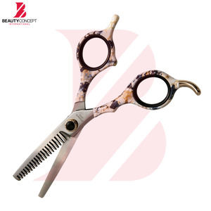 Ciseaux à effiler les cheveux avec poignée en plastique à motifs tendance, ciseaux de barbier professionnels en acier inoxydable, outils de coiffure pour salon - Product Image 5