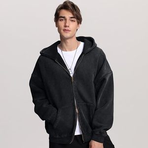 Sweat-shirt à capuche en polaire noir, coupe classique, couleur unie, vêtement décontracté pour adultes, saison hivernale, brodé, respirant - Product Image 2