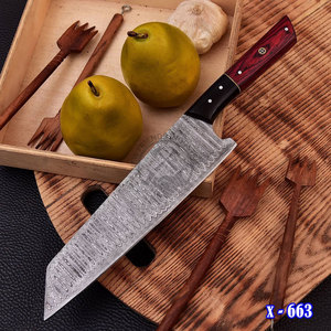 New Custom Handmade Damascus Steel Full Tang Professional Santoku <b>Kitchen</b> Chef <b>Knife</b> 8" <b>Sharp</b> Blade W/Pakkawood Handle - Product Image 1