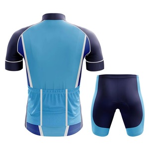 ชุดเสื้อจักรยานผู้ชายแขนสั้น แห้งเร็ว สีน้ำเงิน กางเกงขาสั้นเสริมฟองน้ำ ชุดปั่นจักรยานเสือภูเขา/เสือหมอบ สำหรับฤดูร้อน ชุดยูนิฟอร์มสำหรับปั่นจักรยาน - Product Image 2