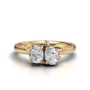 IGI Certified Lab Grown Diamond Toi Et Moi <b>Ring</b> 18K Yellow / White & Rose Gold Pear & Oval Shape Engagement <b>Ring</b> For Women - Product Image 1