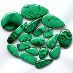 Wholesale malalachite Loose Gemstone Plain Smooth Cabochon Mix Shape Lot Making Jewelry Natural Good Quality by MAHNAJ GEMS - Product Image 2