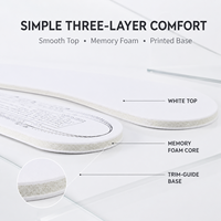 Semelles intérieures en mousse à mémoire de forme blanches OEM en gros, souples, respirantes, absorbant les chocs, à découper sur mesure pour chaussures de marche, bottes de travail et baskets
