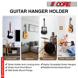 Support mural pour guitare 5Core GH ABS R 1PC, crochet mural réglable pour affichage, base en bois dur - Product Image 6