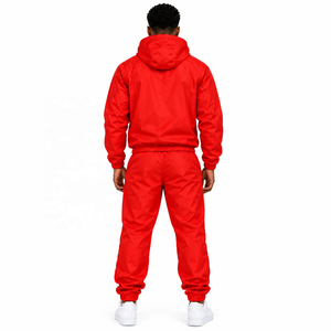 Custom <b>Men</b>’s Windbreaker Tracksuit Set 2 Piece Polyester Nylon Full <b>Zip</b> Athletic Sportswear <b>Jogger</b> Pants OEM ODM in Red color - Product Image 6