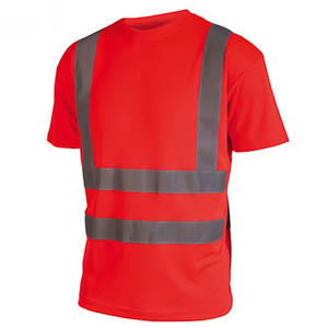 High Visibility <b>Work</b> Tee <b>for</b> <b>Men</b> Poly Jersey Short Sleeve Lightweight Quick Dry Reflective Stripes Reflective <b>Shirt</b> Supplier - Product Image 3