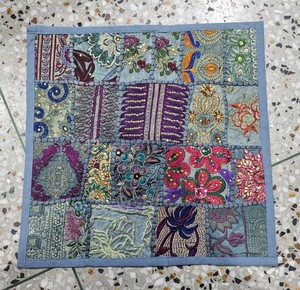 Indian Cotton Patchwork Cushion <b>Cover</b> Handmade Khambadia <b>Pillow</b> <b>Cover</b> Traditional Textile For Wholesale Export Retail Boutique - Product Image 4