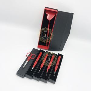 Pince à épiler professionnelle en acier inoxydable faite à la main en acier inoxydable revêtement en poudre rouge pointe argentée avec miroir ciseaux testé à la main - Product Image 5