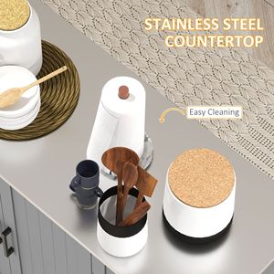 Elegante Carrello da Cucina Mobile dal Design Moderno con 3 Armadietti in Acciaio Inox e Piano di Lavoro - Product Image 6