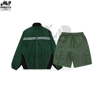 <b>Men</b> Summer SOLID Plus Size <b>Thermal</b> Windbreaker Cotton Shorts Sets Breathable Quick Dry Two Piece High Street Tracksuit Sports - Product Image 4