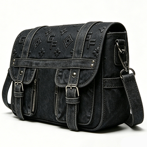 Hot Selling New Black Denim Men's Multifunctional Business Travel Crossbody Bag Waterproof Anti-theft Zipper Buckle <b>Backpack</b> - Product Image 4