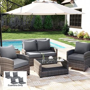 Set di 8 Cuscini Grigi per Sedie da Patio con Seduta e Schienale, Resistenti allo Sbiadimento, per Uso Esterno - Product Image 2