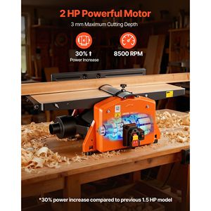Fresatrice per legno da banco a spirale da 8 pollici, 2 HP, 8500 RPM, con testa di taglio a 18 lame, estensibile in alluminio pressofuso per giuntatrici a dita per la lavorazione del legno - Product Image 3